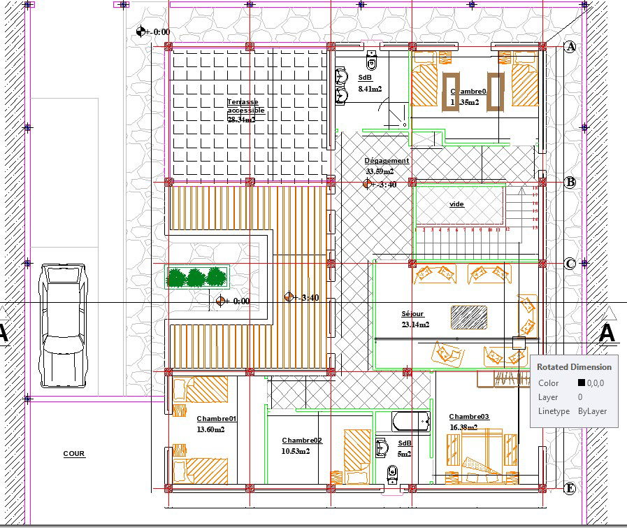 14x17m duplex house design ground floor plan is given in this CAD model