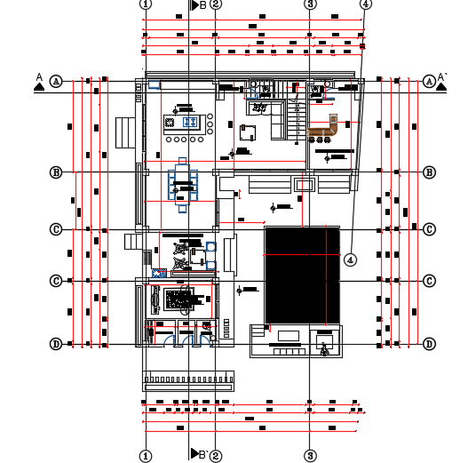 14x17m duplex villa plan 2D DWG drawing