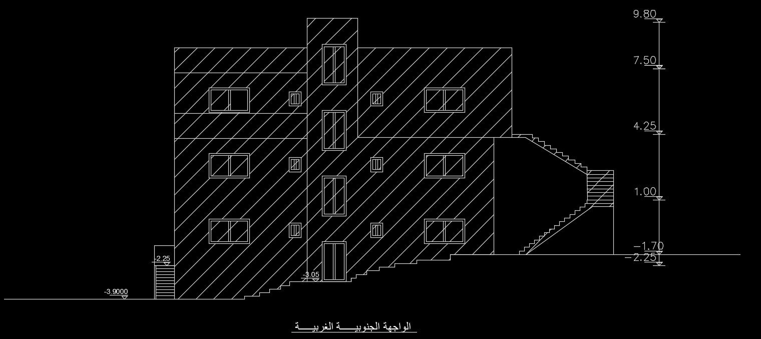 14x17m house building right side elevation view 