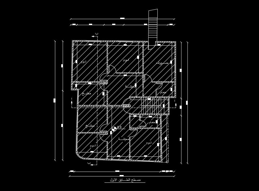 14x17m second floor house plan 2D AutoCAD drawing