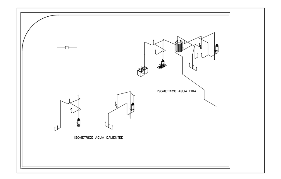 14x18m house building isometric plumbing layout AutoCAD drawing