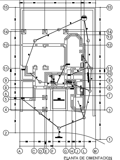 14x18m house plan foundation cum column layout cad drawing