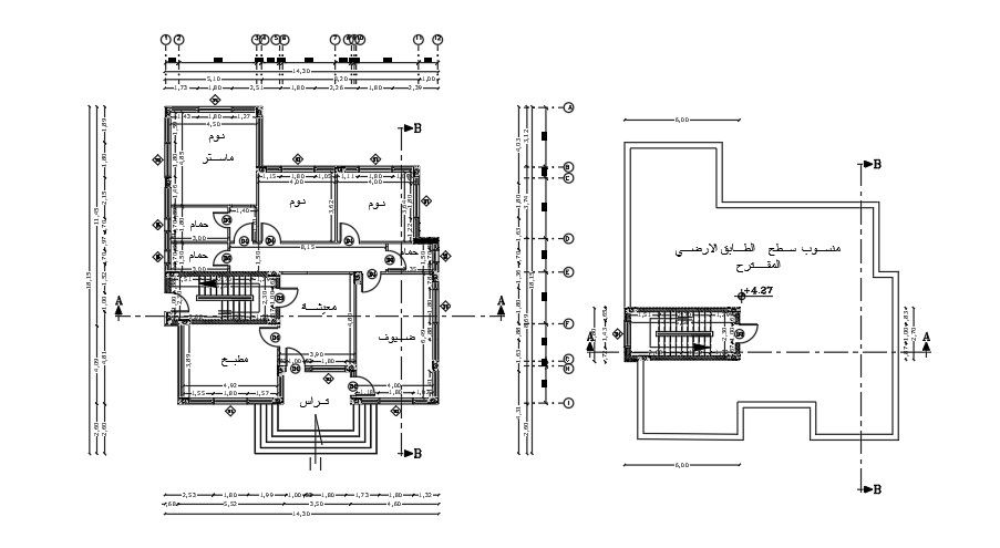 14x18m residential house plan AutoCAD drawing model