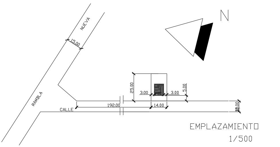 14x25m residential site layout AutoCAD 2d plan