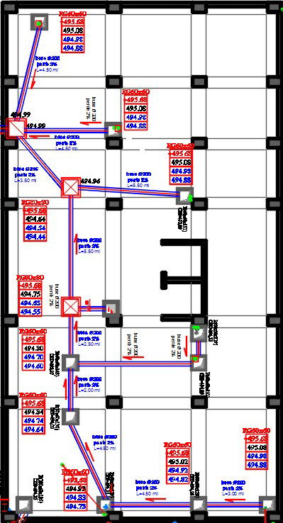 14x26m accommodation residential house block 2 sanitary line drawings