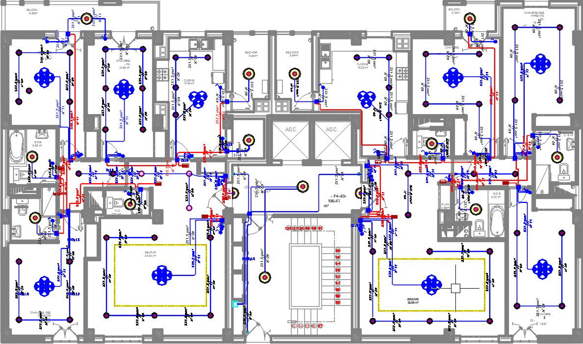 14x26m residential 8th floor house plan lighting drawing