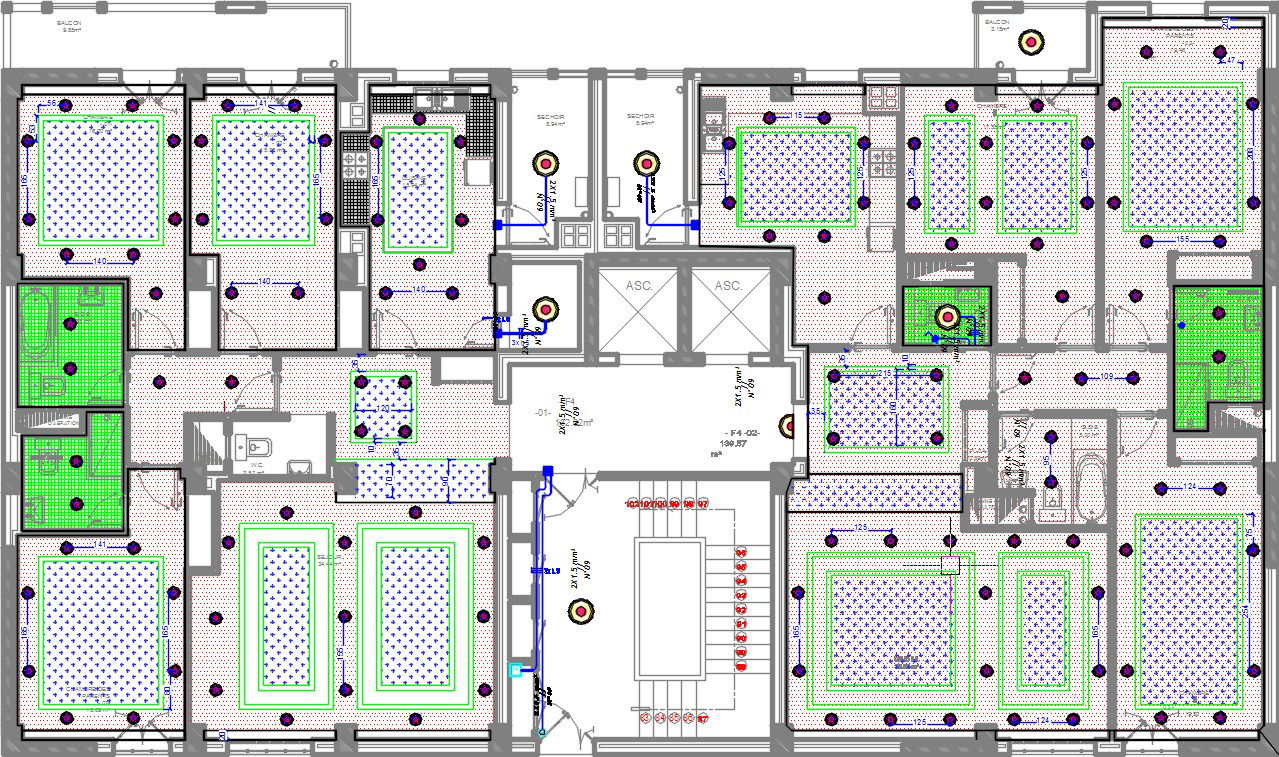 14x26m residential fourth floor house plan door location drawing