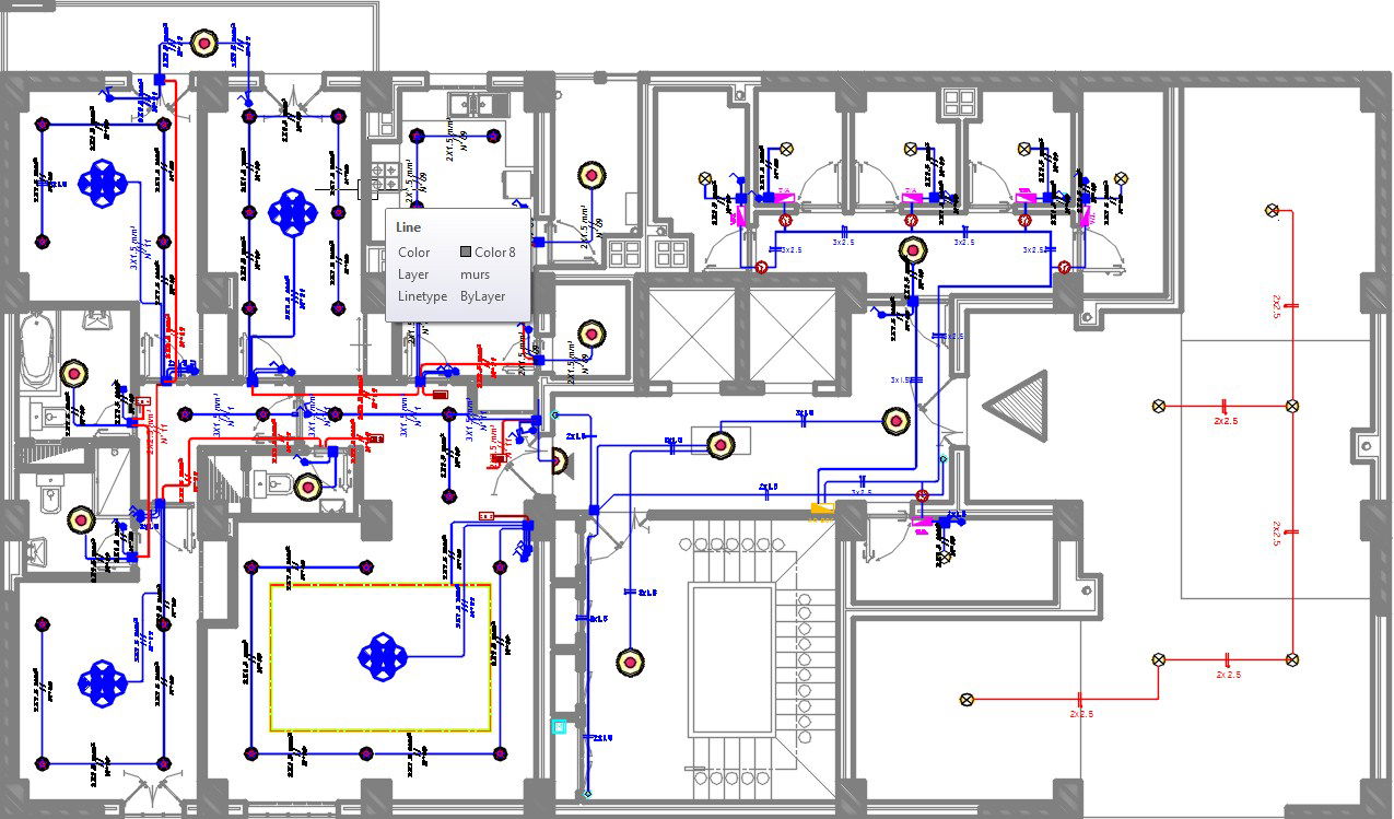14x26m residential sixth floor house plan lighting drawing