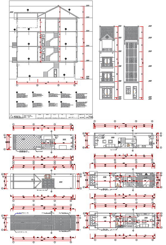 AutoCAD DWG for 14x3 Meter Thin House Structural Plan