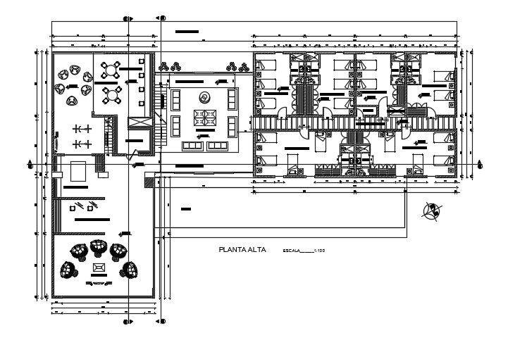 14x40m luxury villa first floor CAD 2d plan is given in this file