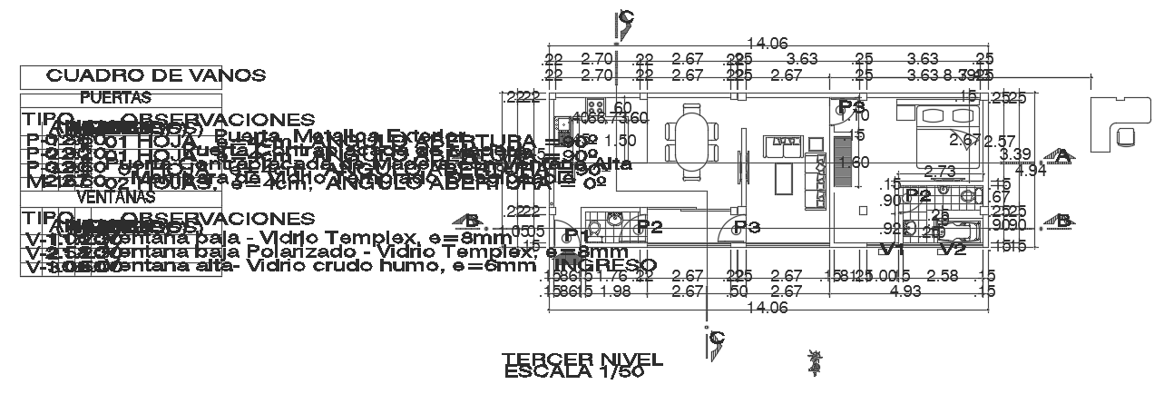 14x5m house plan II CAD drawing is given in this file