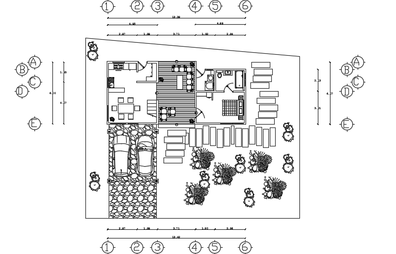 14x6m architecture two story ground floor house plan cad drawing
