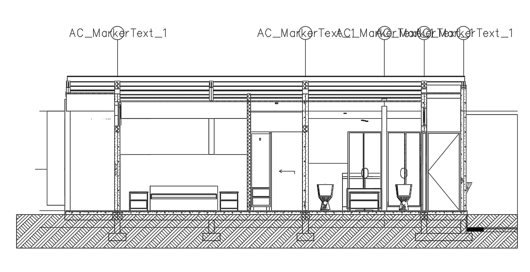 14x6m Beach House Front Section View in AutoCAD DWG File