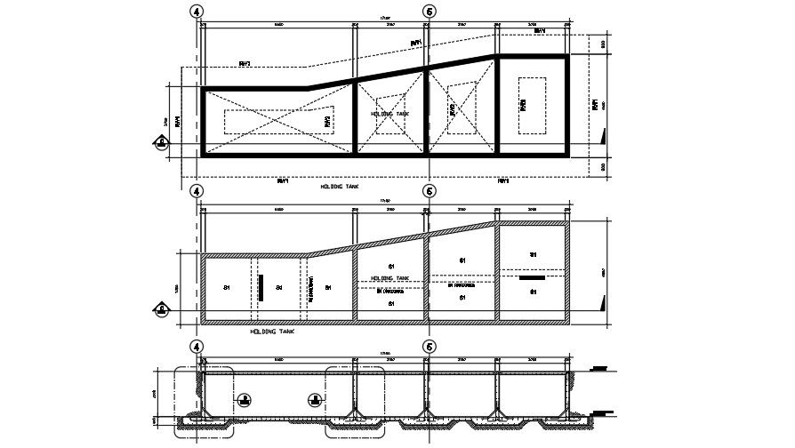 14x8m holding tank plan 2D AutoCAD drawing