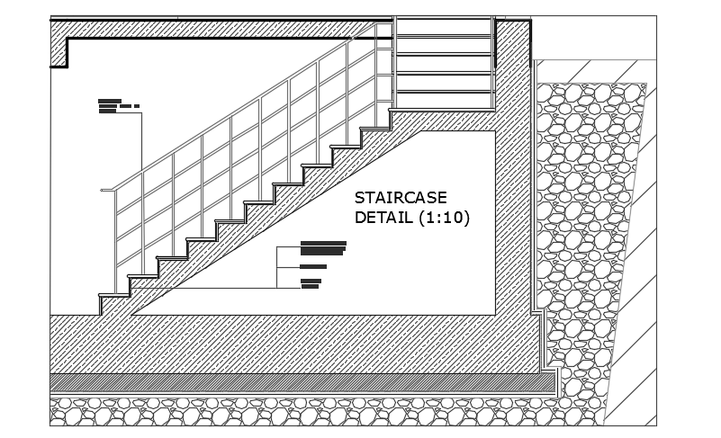 14x8m house building staircase section view is given in this CAD file