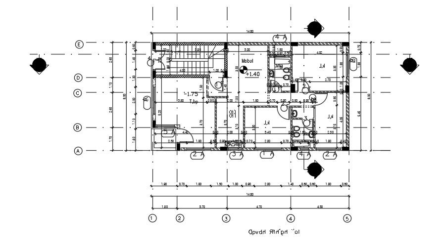 14x9 Meter 3 BHK House First Floor Plan AutoCAD File