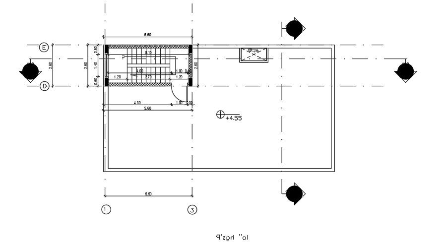 14x9 Meter 3 BHK House Terrace Plan AutoCAD File