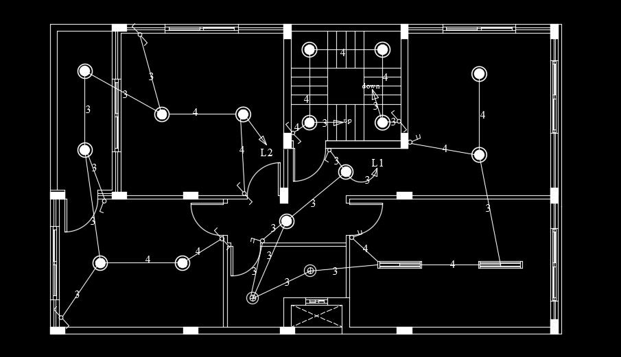 14x9m house plan of the lighting location details Download now