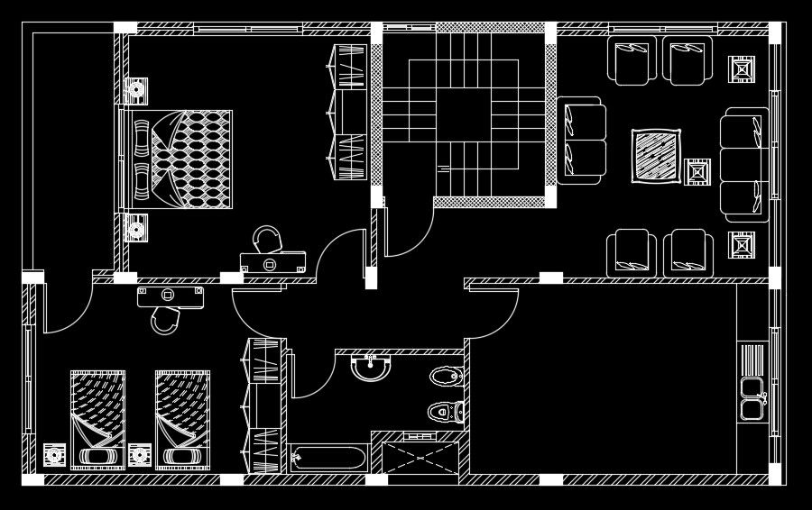 14x9m residential house plan AutoCAD drawing Download now