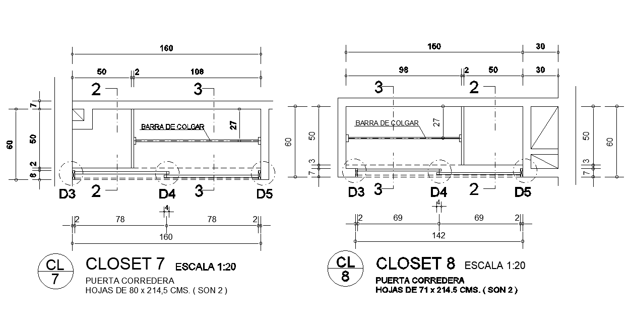 Home Storage Closet Plan 1500x600mm AutoCAD Drawing