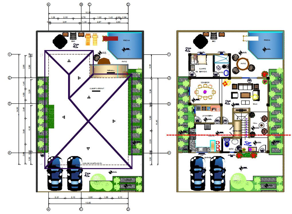 150 Sqm Swimming House Plan in AutoCAD DWG Drawing