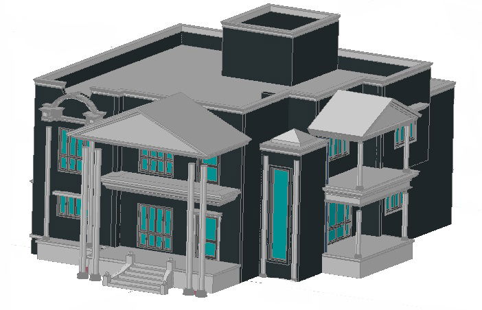 3D Modern Bungalow CAD Drawing in AutoCAD for Residential Design