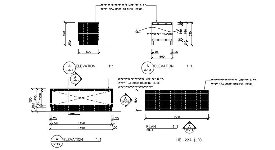 1550x500mm rack plan AutoCAD drawing