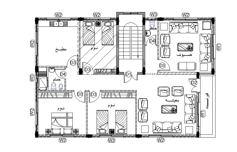 15X10 meter House Furniture Layout Plan CAD Drawing DWG File
