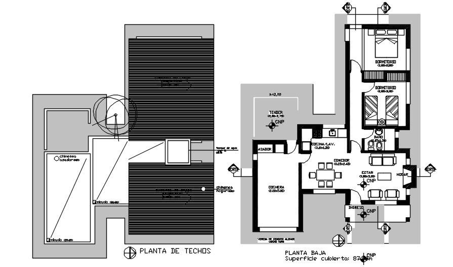 15X12 Meter House Ground Floor Plan And Terrace Plan Drawing DWG File
