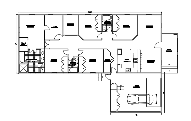 15X22m single story house plan cad drawing is given in this file