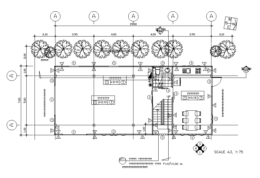 15X7 Meter House Ground Floor Plan AutoCAD Drawing DWG File