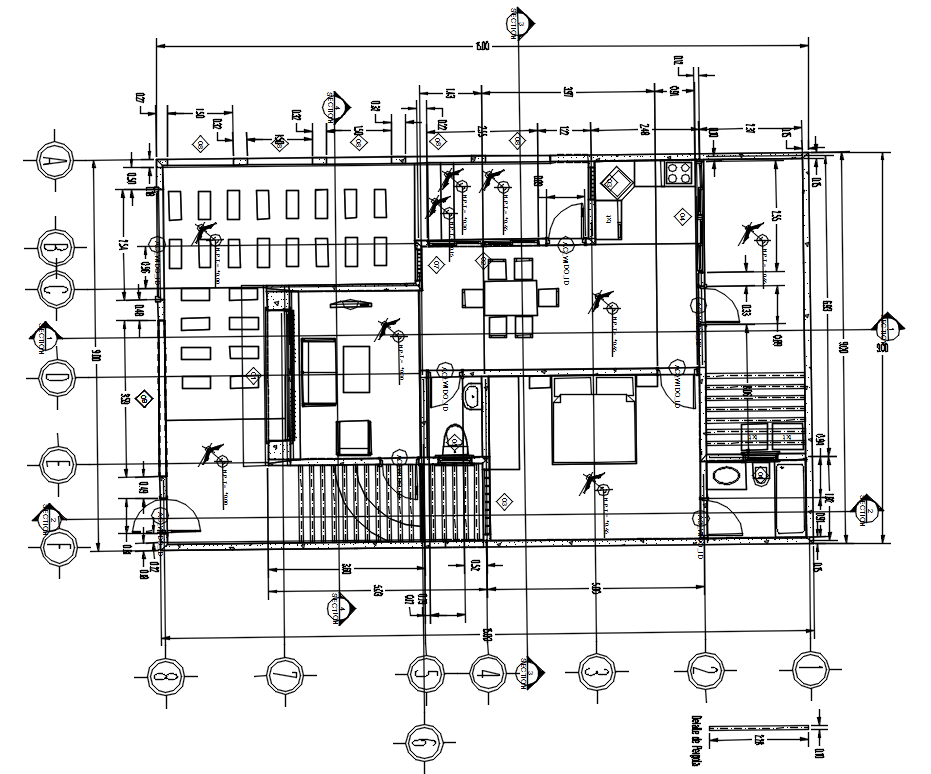 15X9 Meter House Plan With Center Line Working Drawing DWG File