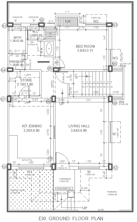 15ftx9.7ft Home Plan DWG File with Ground Floor Layout