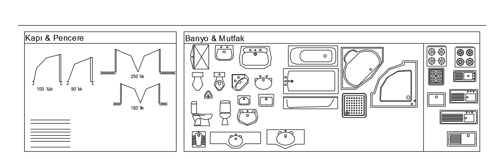 15x10m apartment building kitchen and bathroom cad blocks