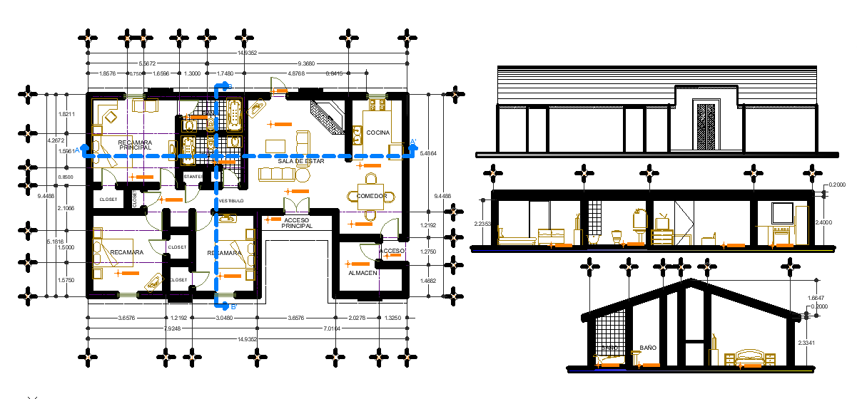 15x10 meter 2BHK House Plan With Elevation