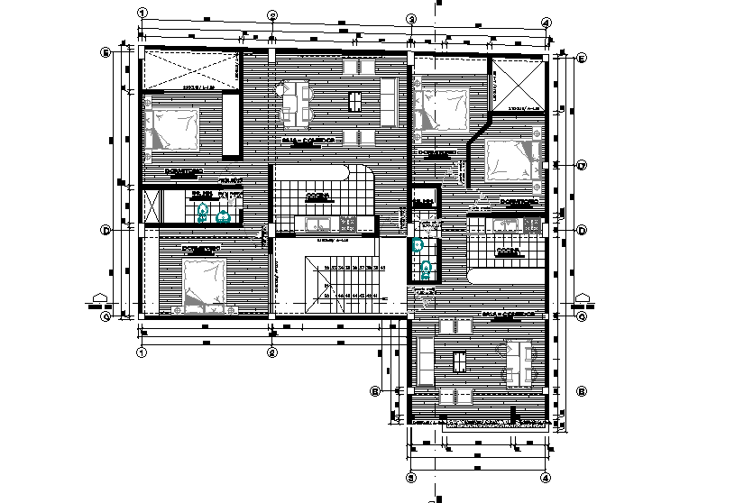 15x10m house plan is given in this Autocad drawing file. Download now.