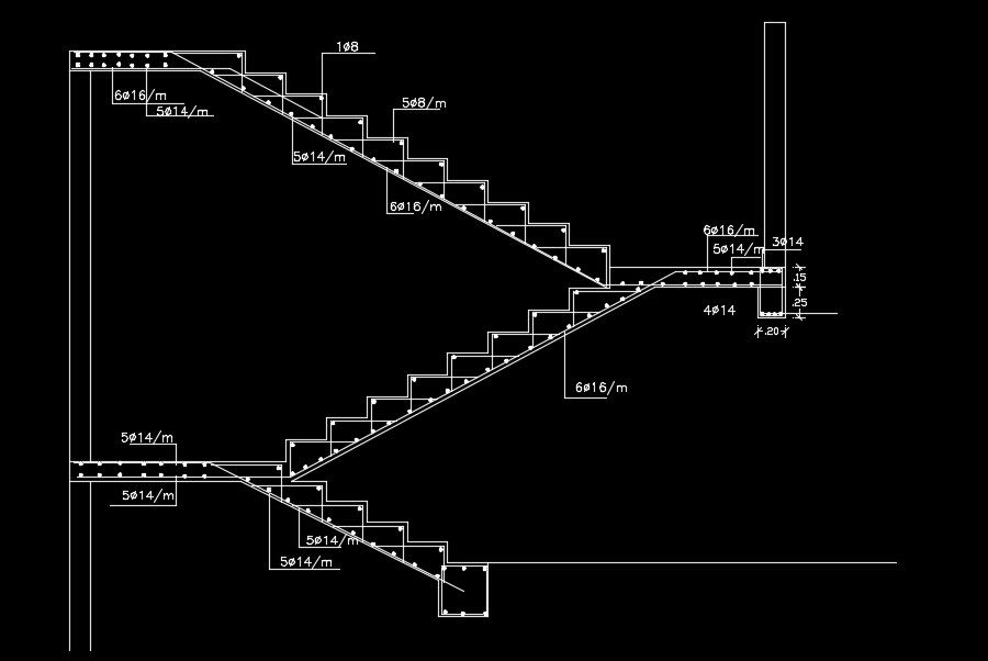 15x10m house plan of the staircase detail drawing