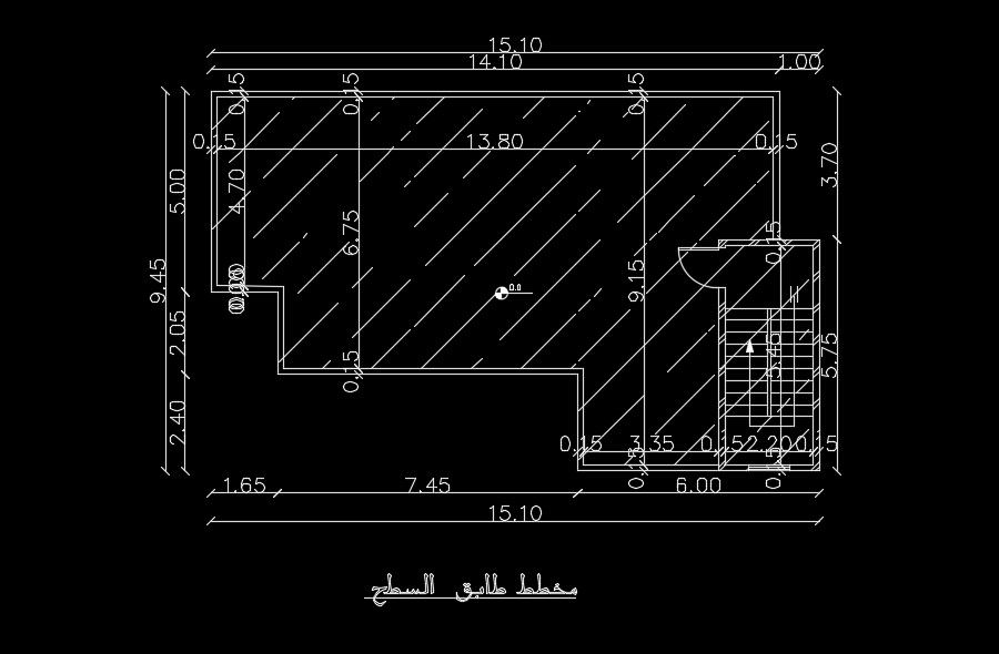 15x10m house plan roof layout AutoCAD drawing
