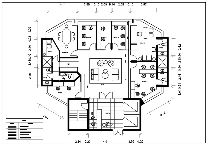 15x10m office floor plan AutoCAD drawing