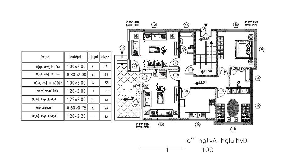 15x11 Meter 2 BHK House Furniture Layout Plan CAD Layout