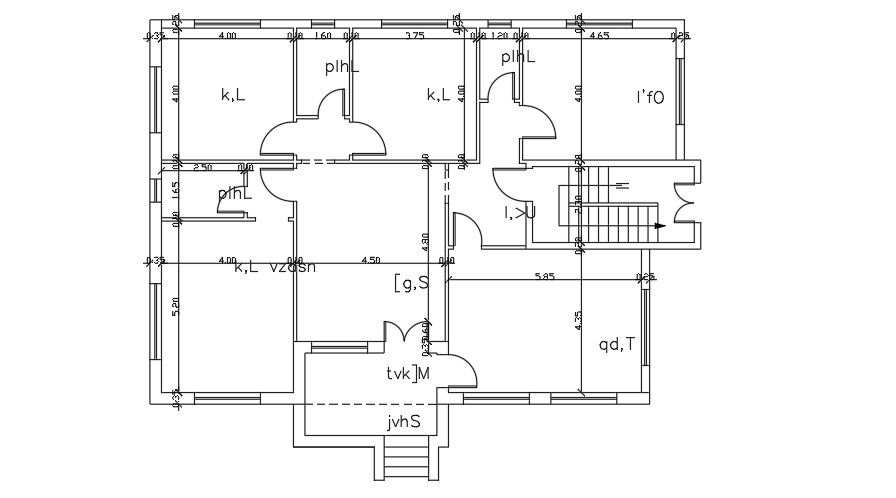 15x11 Meter 3 BHK House Layout AutoCAD File