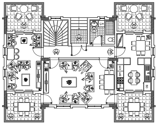 15x11m architecture first floor house plan cad drawing is given in this file