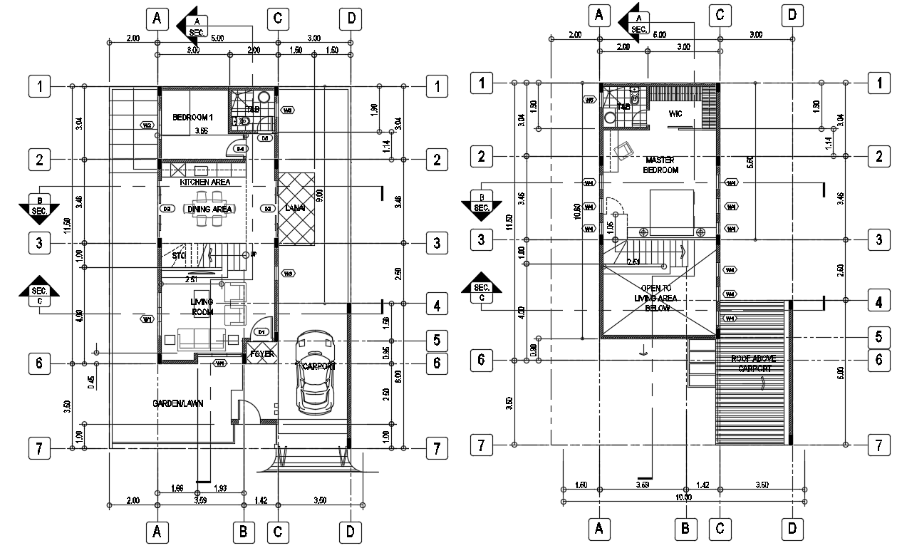 15x12m house plan is given in this AutoCAD model. Download the Autocad model.