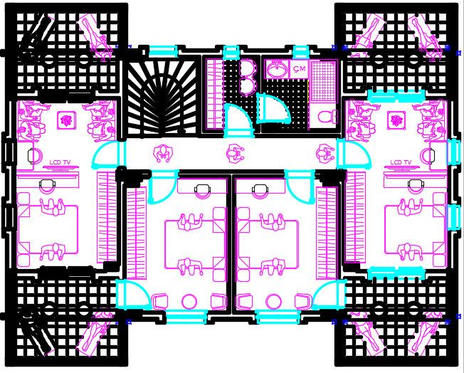 15x12m multifamily second floor house plan AutoCAD drawing
