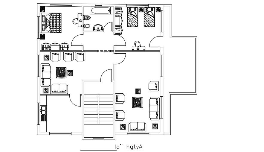 15x13 Meter House Furniture Layout Plan AutoCAD File