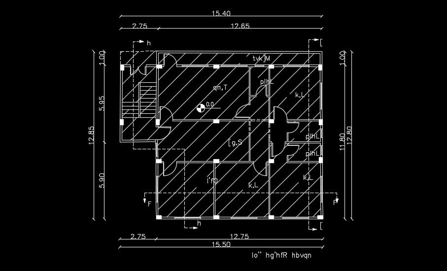 15x13m home plan AutoCAD DWG drawing file