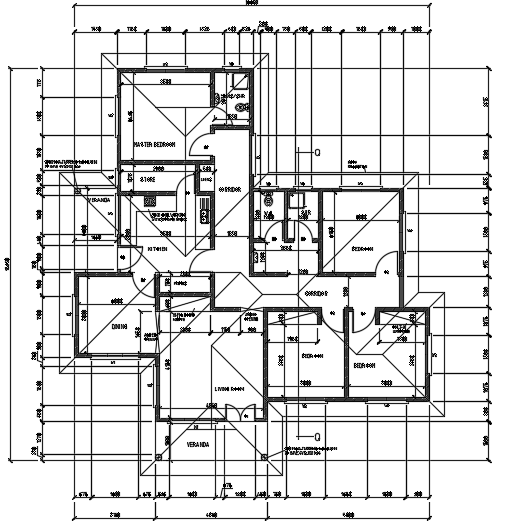 15x14m single story residential plan AutoCAD drawing