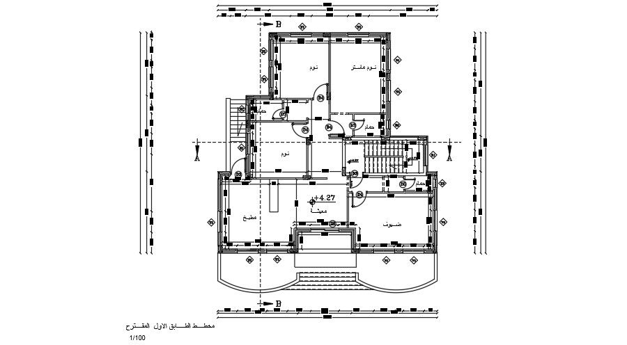 15x15m first floor house plan AutoCAD drawing