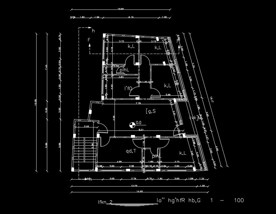 15x15m house plan 2D AutoCAD DWG file