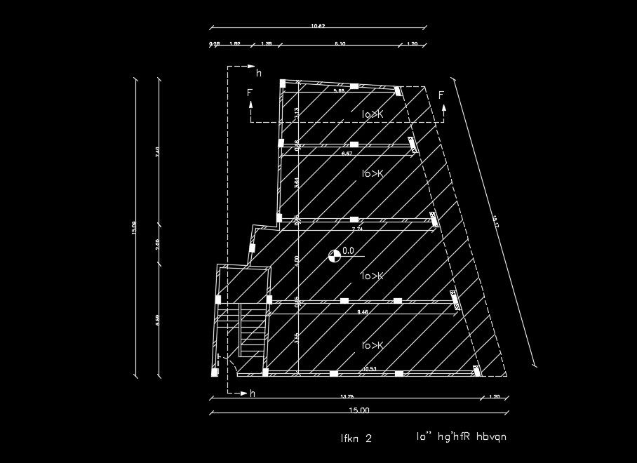 15x15m house plan column location drawing
